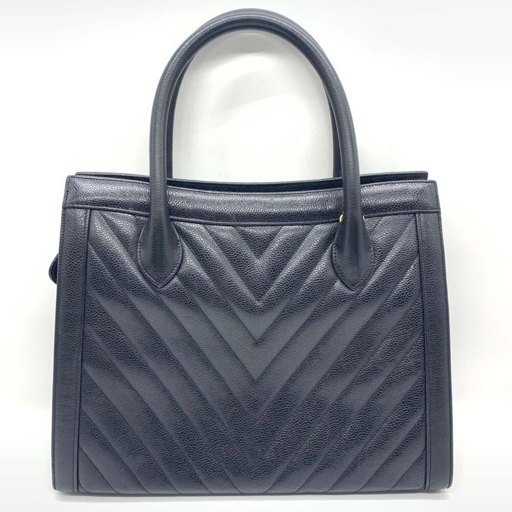 CHANEL Black Caviar Leather Tote Bag - Picture 2 of 6